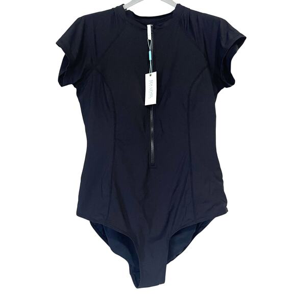 SEA LEVEL AUSTRALIA NWT Essentials Short Sleeve One Piece in Black Size US 12 - Picture 4 of 15